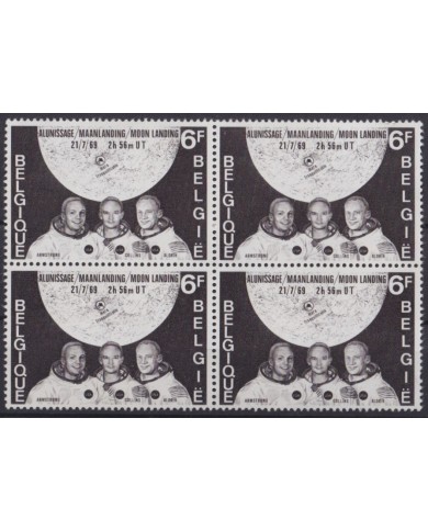 F-EX59632 BELGUM BELGIQUE MNH 1969 MOON LANDING SPACE COSMOS BLOCK 4.