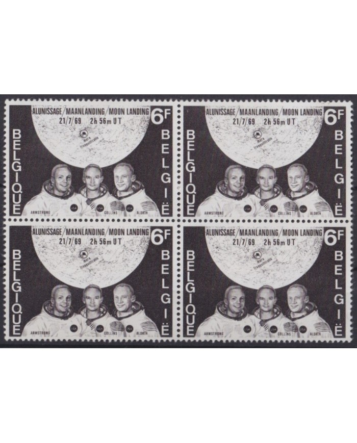 F-EX59632 BELGUM BELGIQUE MNH 1969 MOON LANDING SPACE COSMOS BLOCK 4.