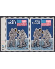 F-EX59674 USA US MNH 1989 2,40$ PAIR FLAG IN THE MOON ASTRONAUTS COSMOS SPACE.
