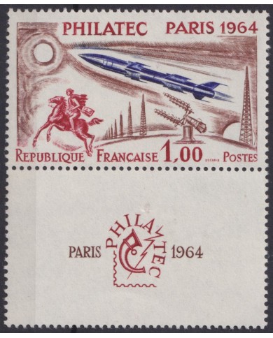 F-EX59676 FRANCE MNH 1964 PHILATEC PARIS PHILATELIC EXPO ROCKET SPACE.