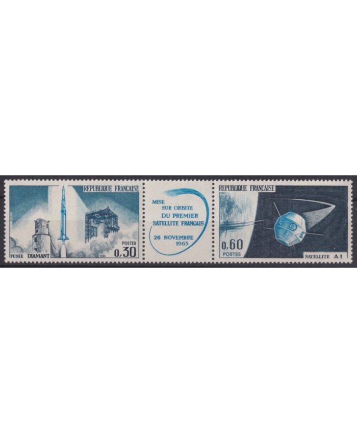 F-EX59678 FRANCE MNH 1965 FIRST SATELLITE ROCKET SPACE TRIP.