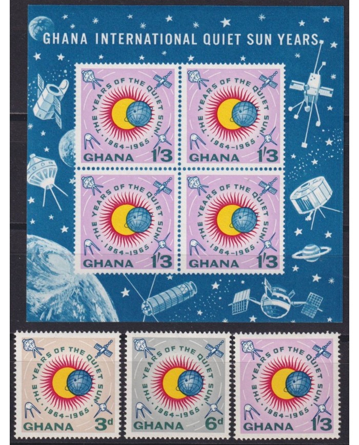F-EX59681 GHANA MH 1963 PHILATEC INTERNATIONAL QUIET SUN YEAR COSMOS SPACE.