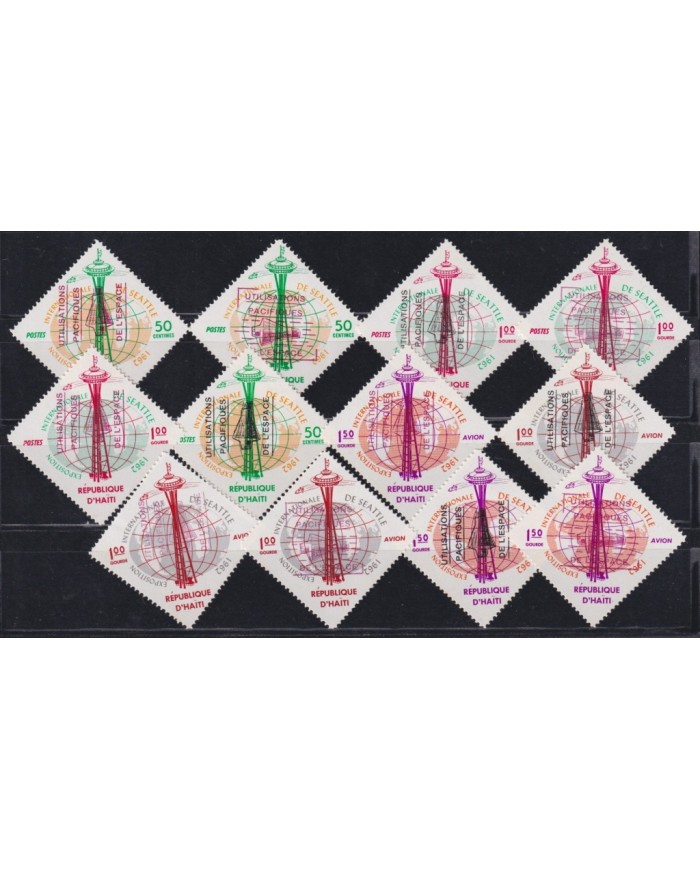 F-EX58480 HAITI MNH 1962 WORLD EXPO SEATTLE COSMOS ROCKET SPACE OVERPRINT.