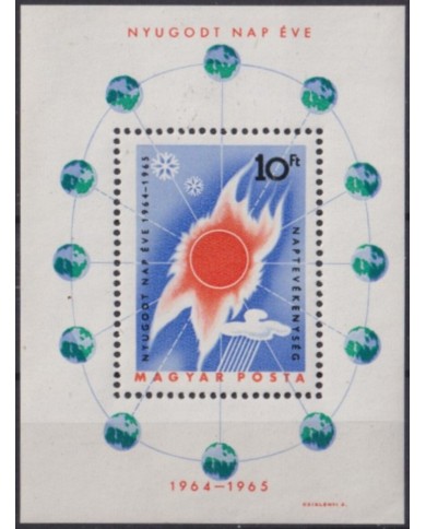 F-EX59695 HUNGARY MNH 1965 INTERNATIONAL QUIET SUN YEAR SPACE COSMOS.