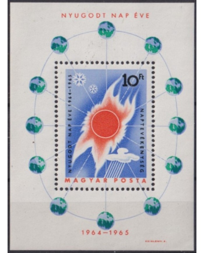 F-EX59695 HUNGARY MNH 1965 INTERNATIONAL QUIET SUN YEAR SPACE COSMOS.