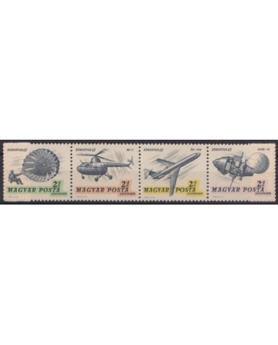 F-EX59696 HUNGARY MNH 1967 AEROFILA SATELLITE HELICOPTER AIRPLANE PARACHUTE SPACE.