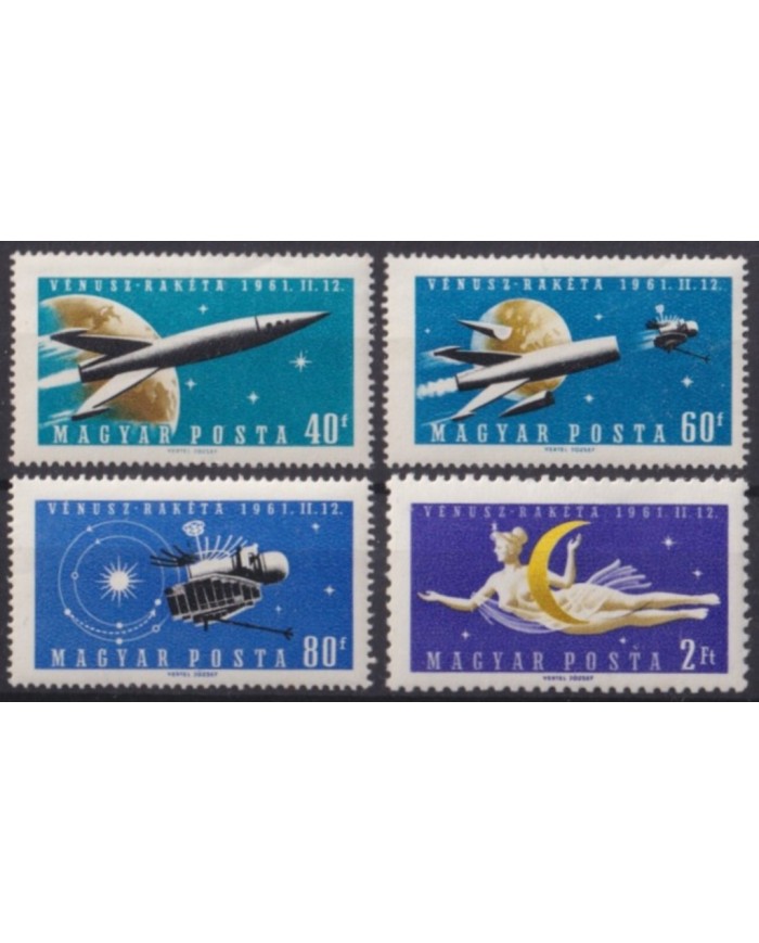 F-EX59697 HUNGARY MNH 1961 VENUS PLANET SATELLITE COSMOS SPACE ROCKET.