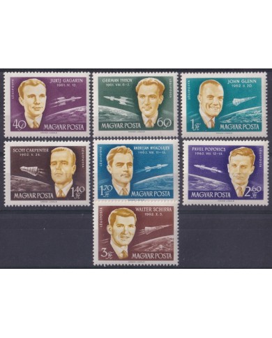 F-EX59912 HUNGARY MNH 1962 GAGARIN CARPENTER SATELLITE COSMOS SPACE ROCKET.