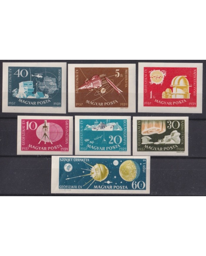 F-EX59670 HUNGARY MNH 1959 IMPERF GEOPHYSICAL YEAR SATELLITE SPACE COSMOS.