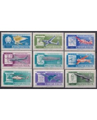 F-EX59671 HUNGARY MNH 1962 AVION AIRPLANE ROCKET ZEPPELIN SPACE COSMOS.