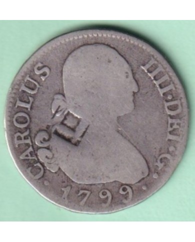1841-MN-20 CUBA SPAIN 1841 2r CARLOS IV 1799 MADRID COUNTERMARK OF TRINIDAD VIQUE.