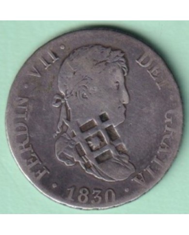 1841-MN-22 CUBA SPAIN 1841 2r FERNANDO VII 1830 MADRID COUNTERMARK OF TRINIDAD VIQUE.