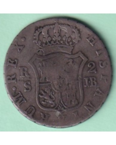 1841-MN-23 CUBA SPAIN 1841 2r FERNANDO VII 1833 SEVILLA COUNTERMARK OF TRINIDAD VIQUE.