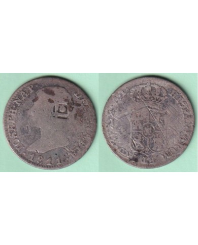 1841-MN-24 CUBA 1841 2r JOSE NAPOLEON 1811 MADRID COUNTERMARK OF TRINIDAD VIQUE.