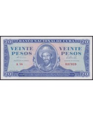 1964-BK-30 CUBA 20$ 1964 CAMILO CIENFUEGOS XF LIGERO DOBLEZ CASI IMPERCEPTIBLE AL CENTRO.
