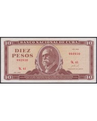 1968-BK-42 CUBA 10$ 1968 MAXIMO GOMEZ XF LIGERO DOBLEZ CASI IMPERCEPTIBLE AL CENTRO.