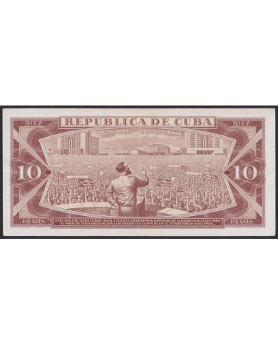 1968-BK-42 CUBA 10$ 1968 MAXIMO GOMEZ XF LIGERO DOBLEZ CASI IMPERCEPTIBLE AL CENTRO.