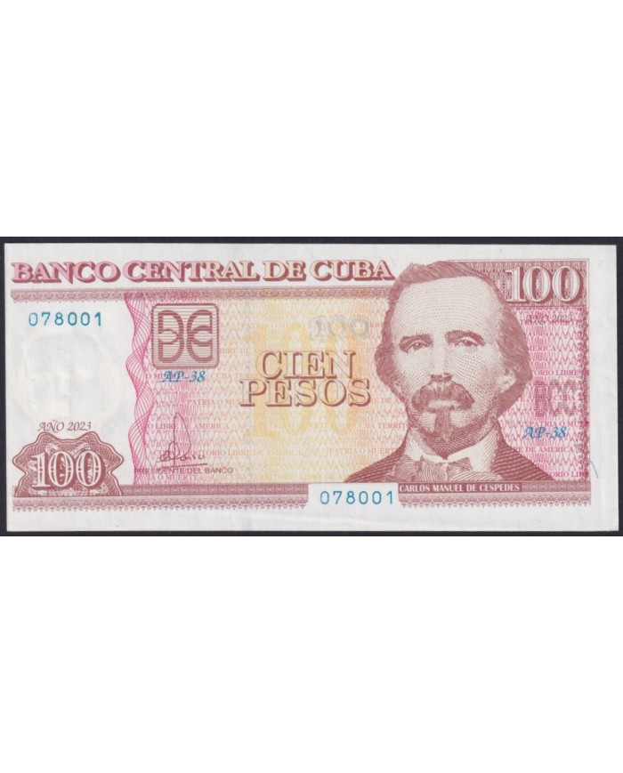 2023-BK-10 CUBA 100$ 2023 CARLOS MANUEL DE CESPEDES CUT ERROR ERROR DE CORTE UNC UNCIRCULATED.