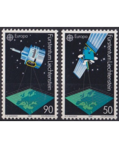 F-EX59925 LIECHTENSTEIN MNH 1991 SATELLITE SPACE COSMOS EUROPA.