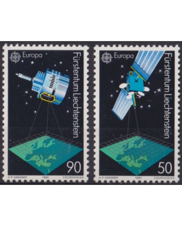 F-EX59925 LIECHTENSTEIN MNH 1991 SATELLITE SPACE COSMOS EUROPA.