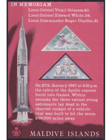 F-EX58488 MALDIVES IS MNH 1968 IN MEMORIAM ASTRONAUTICS SATELLITE SPACE COSMOS.