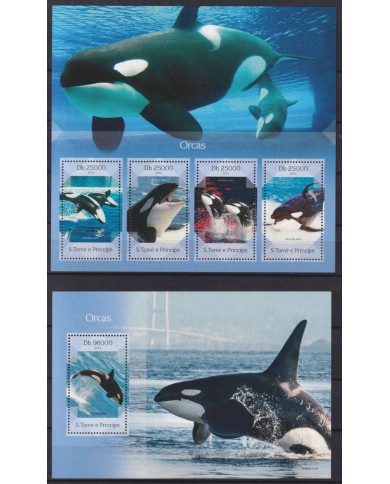 F-EX58328 SAO TOME I PRINCIPE MNH 2014 MARINE WILDLIFE ORCAS WHALE FISH.