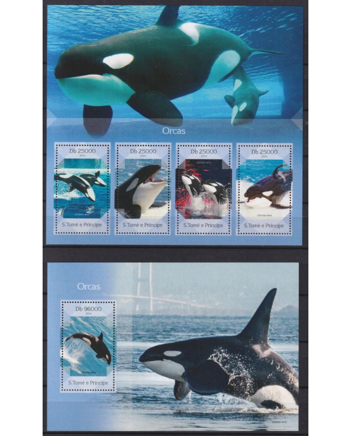 F-EX58328 SAO TOME I PRINCIPE MNH 2014 MARINE WILDLIFE ORCAS WHALE FISH.