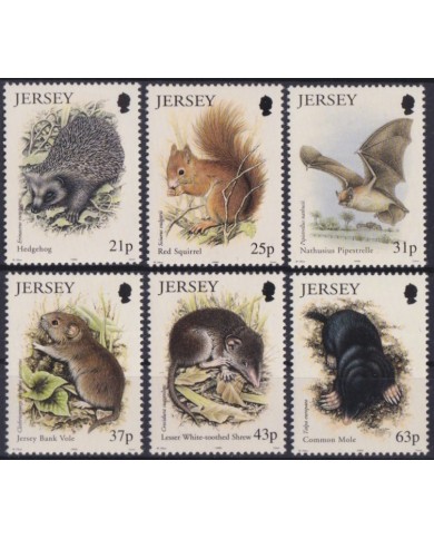 F-EX59976 UK ENGLAND JERSEY MNH 1990 WILDLIFE HEDGEHOG SQUIRREL.