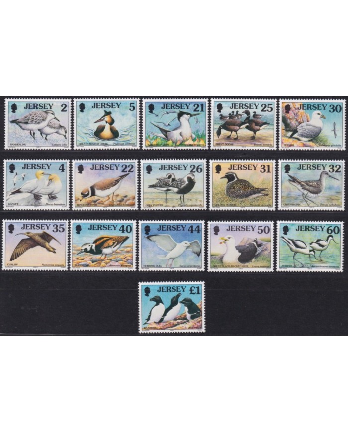 F-EX58497 UK ENGLAND JERSEY MNH 1998 BIRD WILDLIFE RAZORBILL AVOCET CURLEW.
