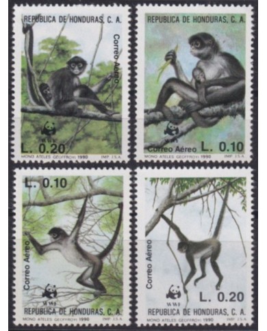 F-EX59528 HONDURAS MNH 1990 WWF FAUNA WILDLIFE MONO MONKEY.