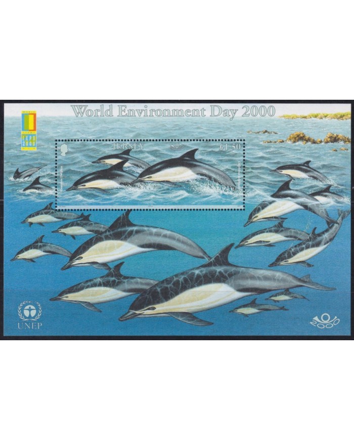 F-EX58327 UK ENGLAND JERSEY MNH 2000 WILDLIFE EVIRONMENT DAY DOLPHINS UNEP.