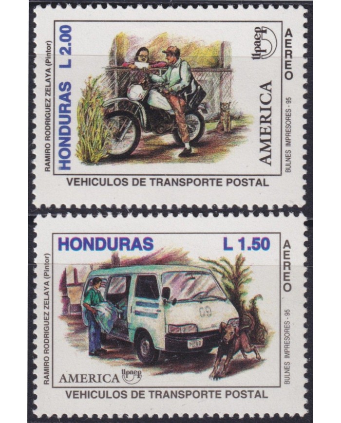 F-EX59502 HONDURAS MNH 1995 UPAEP POSTAL VEHICLE BUS CAR MOTO.
