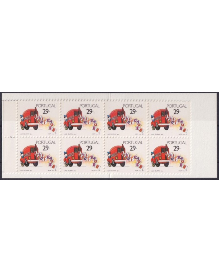 F-EX56457 PORTUGAL MNH 1989 BOOKLED GREETING POSTAL VEHICLE BUS CAR.