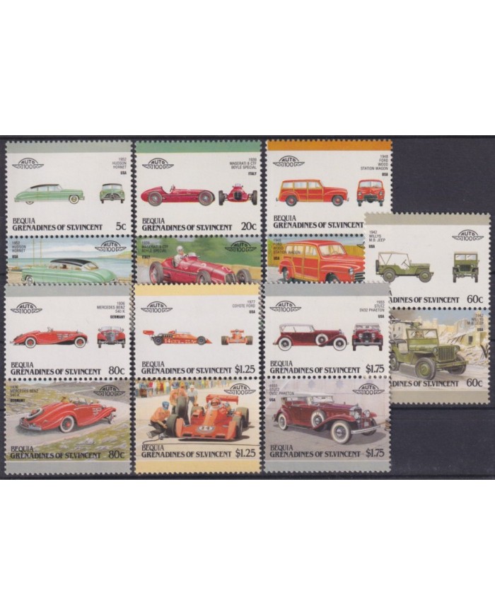 F-EX56470 BEQUIA GRENADA & ST VINCENT MNH FORD MASERATI OLD CAR AUTOMOVILE.