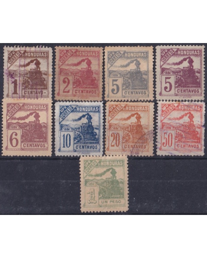 F-EX56904 HONDURAS USED 1898 RAILROAD RAILWAYS FERROCARRIL CHEMIS DE FER.