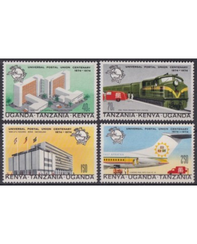 F-EX56454 KENYA UGANDA TANGANIKA MNH 1974 UPU RAILROAD RAILWAYS AVION AIRPLANE.