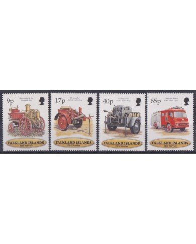 F-EX56452 FALKLAND IS MNH 1998 FIRE SERVICE OLD FIREFIRETHING OLD CAR AUTOMOVILE.