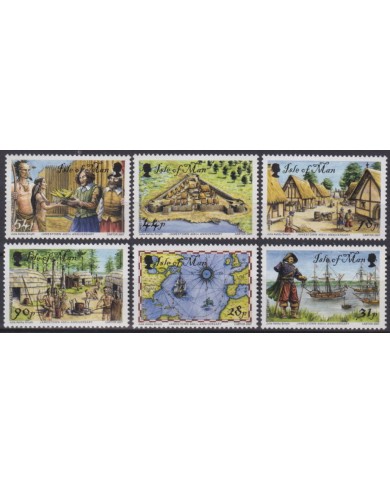 F-EX58576 MAN IS UK MNH 2007 MNH 400th ANNIV JAMESTOWN SHIP MAPS CAPTAIN NEWPORT.