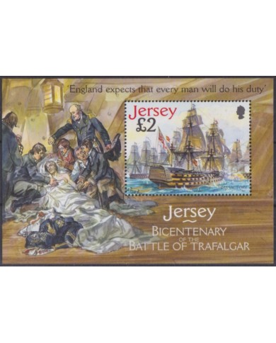 F-EX58572 JERSEY IS UK MNH 2005 BICENTENARY TRAFALGAR BATTLE NELSON OLD SHIP.