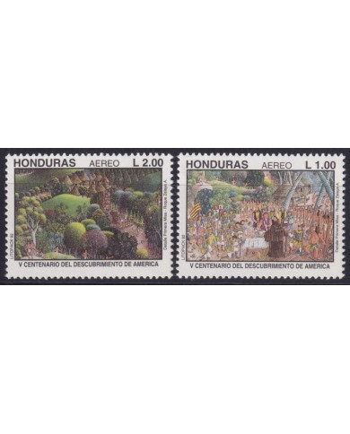 F-EX59477 HONDURAS MNH 1991 DISCOVERY SHIP ART PAINTING COLUMBUS.