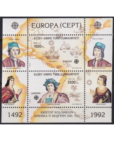F-EX59961 TURKISH CYPRUS KYBRIS MNH 1992 EUROPA DISCOVERY SHIP COLUMBUS.