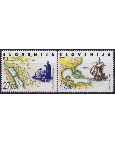 F-EX59962 SLOVENIA MNH 1992 MAP & INDIGENOUS DISCOVERY SHIP COLUMBUS.