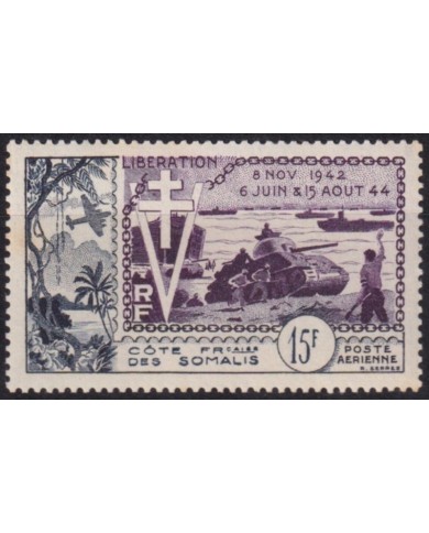 F-EX60142 COTE DES SOMALIS FRENCH SOMALIA 1954 MH LIBERATION WWII AIRMAIL.
