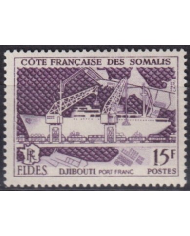 F-EX60145 COTE DES SOMALIS FRENCH SOMALIA 1956 MH DJIBOUTI FREE HARBOR SHIP.