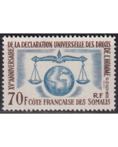 F-EX60151 COTE DES SOMALIS FRENCH SOMALIA 1963 MH HUMAN RIGHT XV ANNIV.