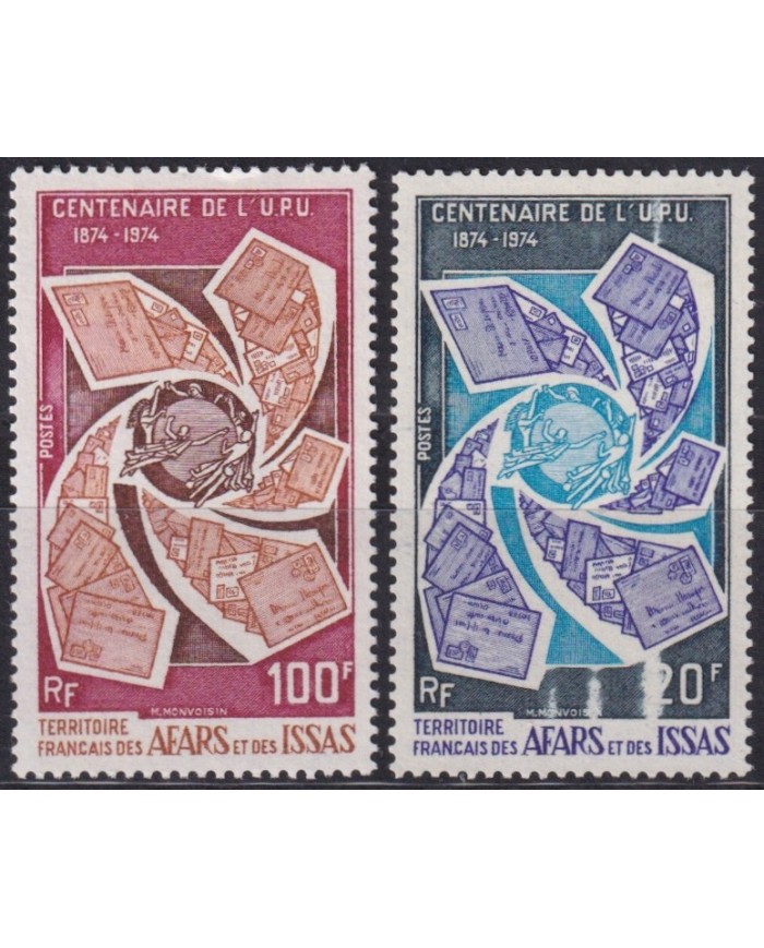 F-EX60154 AFARS ET DES ISSAS SOMALIA 1974 MNH UPU CENTENARY.