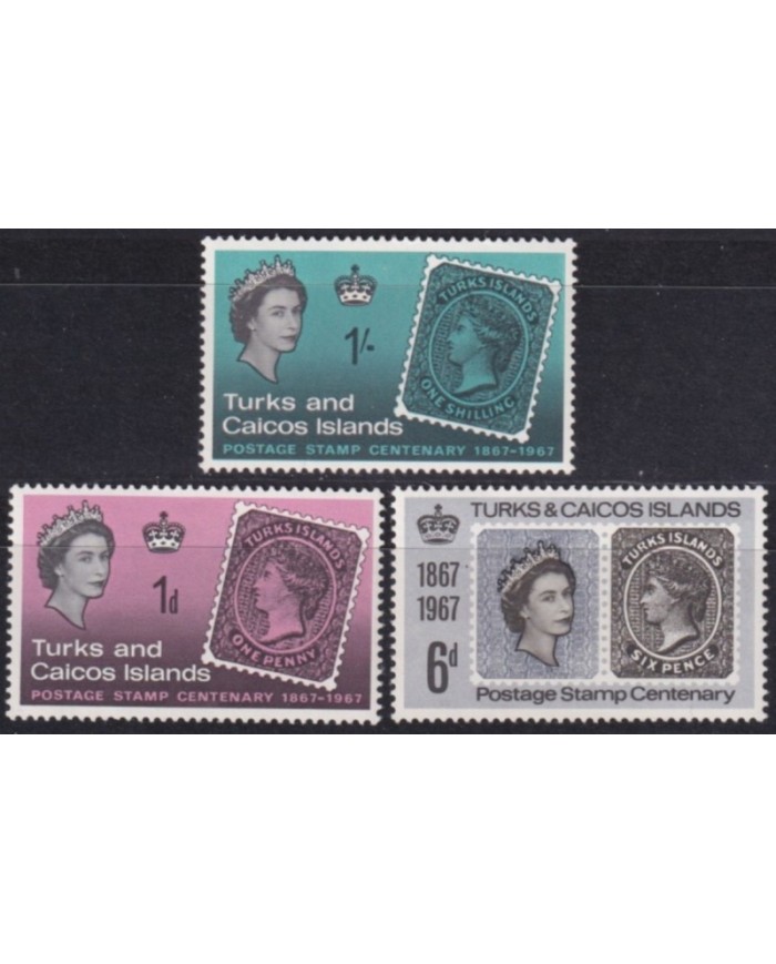 F-EX60170 TURKS & CAICOS IS MNH 1967 CENTENARY OF STAMP.