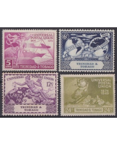 F-EX60164 TRINIDAD & TOBAGO IS 1949 NO GUM UPU SET.