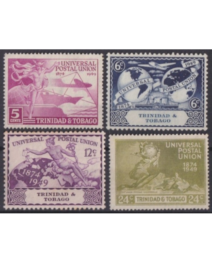 F-EX60164 TRINIDAD & TOBAGO IS 1949 NO GUM UPU SET.