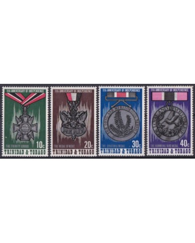 F-EX60160 TRINIDAD & TOBAGO IS MNH 1973 11th ANNIV INDEPENDENCE MEDALLS SET.